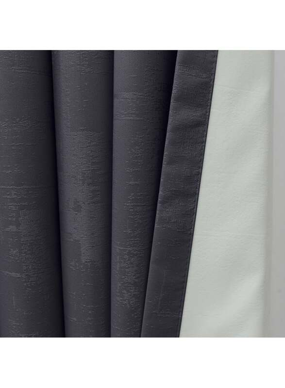 Black Kee 100% Blackout Textured Jacquard Curtains, W55 x L95-inch, 2 Pieces, Dark Grey