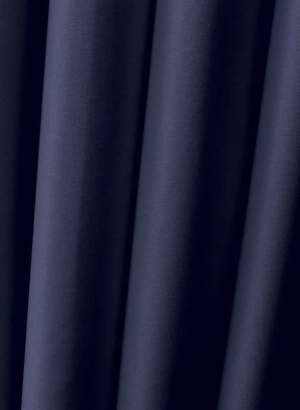 Black Kee 100% Blackout Satin Curtains with Grommets, W52 x L108-inch, 2 Pieces, Steel Blue