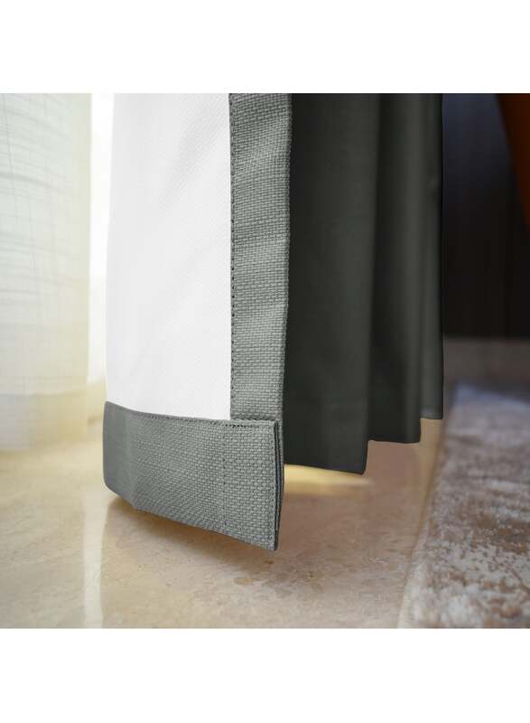 Black Kee 100% Blackout Elegant Textured Jacquard Curtains, W55 x L95-inch, 2 Pieces, Dark Grey