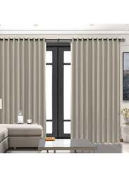 Black Kee 100% Blackout Stylish Jacquard Curtains, W106 x L118-inch, 2 Pieces, Sand