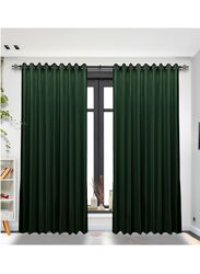 Black Kee 100% Blackout Satin Curtains with Grommets, W55 x L95-inch, 2 Pieces, Forest Green