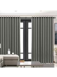 Black Kee 100% Blackout Stylish Jacquard Curtains, W52 x L108-inch, 2 Pieces, Grey