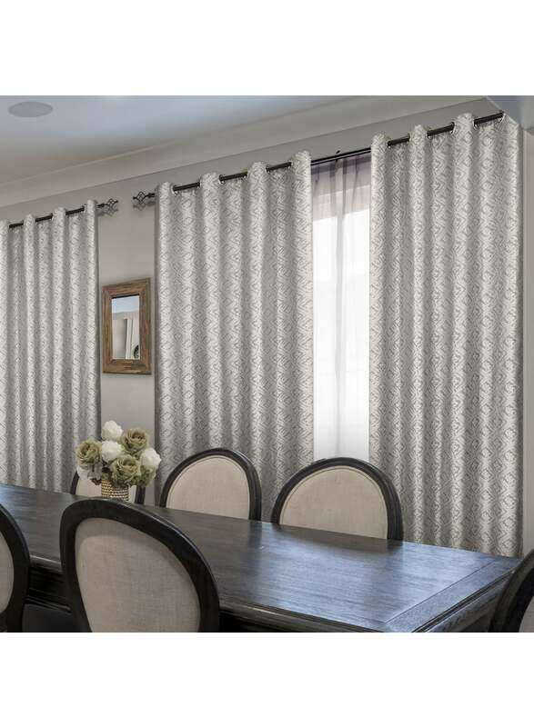 

Generic Black Kee 100% Blackout Modern Jacquard Curtains, W55 x L102-inch, 2 Pieces, Light Grey