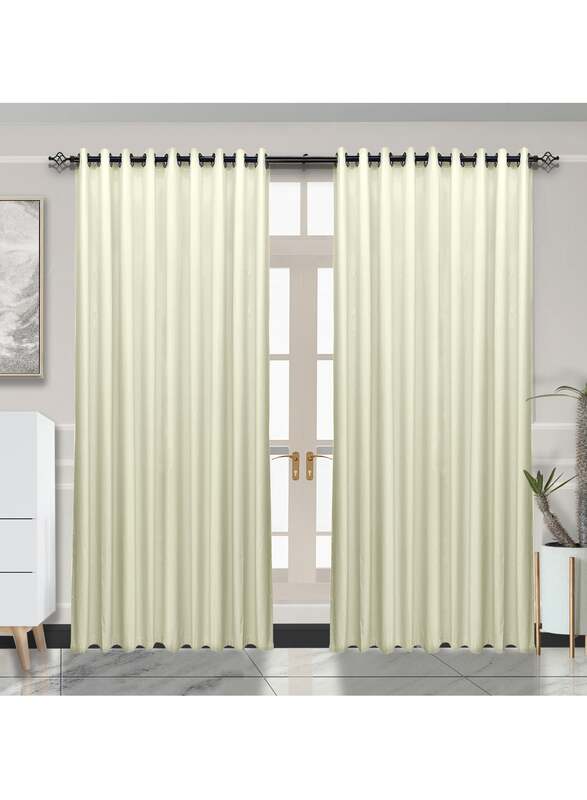 Black Kee 100% Blackout Jacquard Curtains, W78 x L106-inch, 2 Pieces, Light Beige