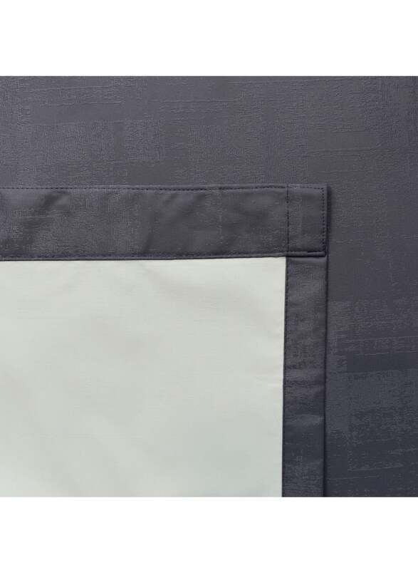Black Kee 100% Blackout Textured Jacquard Curtains, W55 x L95-inch, 2 Pieces, Dark Grey