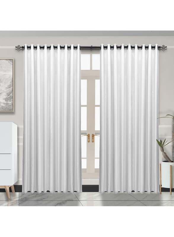 Black Kee 100% Blackout Jacquard Curtains, W98 x L106-inch, 2 Pieces, White