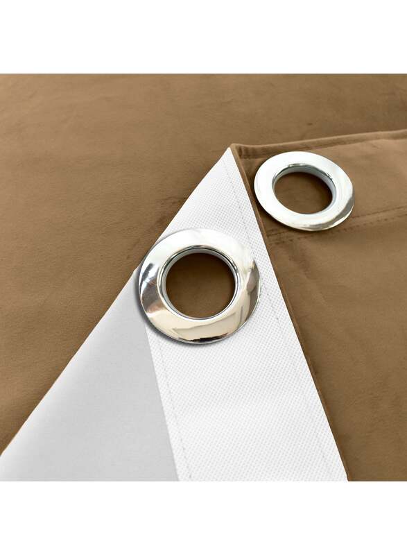 Black Kee 100% Blackout Velvet Curtains, W55 x L95-inch, 2 Pieces, Caramel