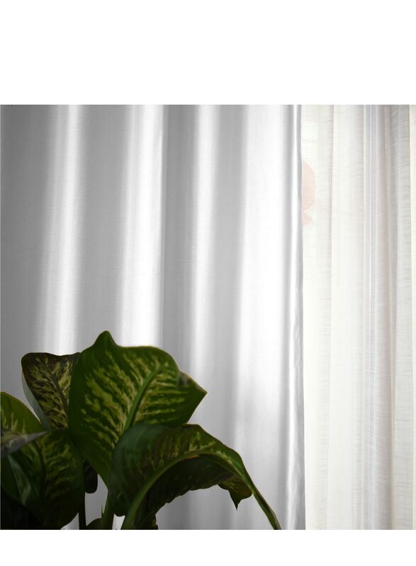 Black Kee 100% Blackout Elegant Textured Jacquard Curtains, W55 x L95-inch, 2 Pieces, White