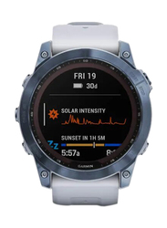 Garmin Fenix 7X - Sapphire Solar Edition Mineral Blue DLC Titanium With Whitestone Band Smartwatch, 51mm, 010-02541-15