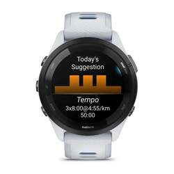 Garmin Forerunner 265 GPS Running Smartwatch Black Bezel with Whitestone Case and Whitestone/Tidal Blue Silicone Band 010-02810-11