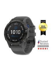 Garmin Fenix 6 Pro Solar Smartwatch Black with Slate Grey Band, 47mm, 010-02410-11