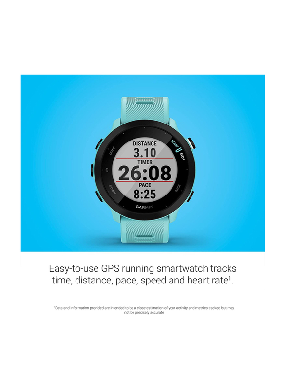 Garmin Forerunner 55 GPS Running Watch with Daily Suggested Workouts Up to 2 weeks of Battery Life, Aqua