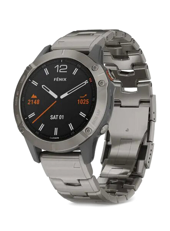 

Garmin Fenix 6 Pro and Sapphire Smartwatch Titanium with Vented Titanium Bracelet, 47mm, 010-02158-23