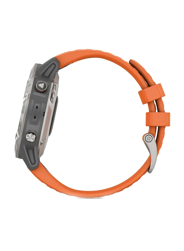 Garmin Fenix 6 Pro and Sapphire Smartwatch Titanium with Ember Orange Band, 47mm, 010-02158-14