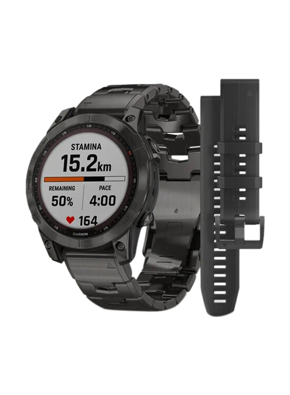 Garmin 47mm Fenix 7 Sapphire Smartwatch, Titanium Carbon Grey