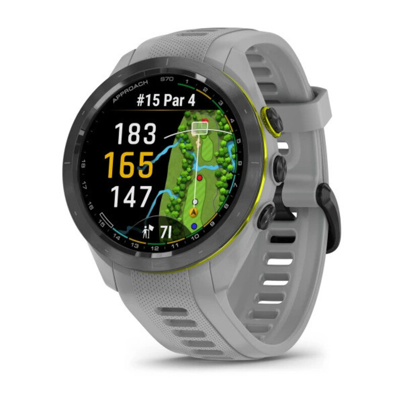 Garmin Approach S70 Premium GPS Golf Smartwatch, Black Ceramic Bezel With Powder Gray Band, 42mm, 010-02746-11