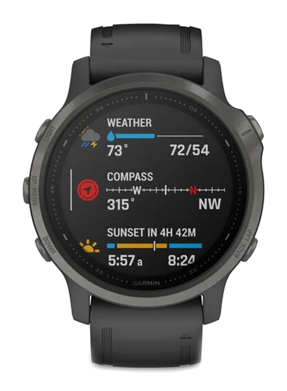 Garmin 42mm Fenix 6S Sapphire Smartwatch, Black/Carbon Grey