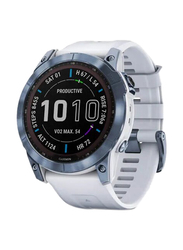 Garmin Fenix 7X - Sapphire Solar Edition Mineral Blue DLC Titanium With Whitestone Band Smartwatch, 51mm, 010-02541-15