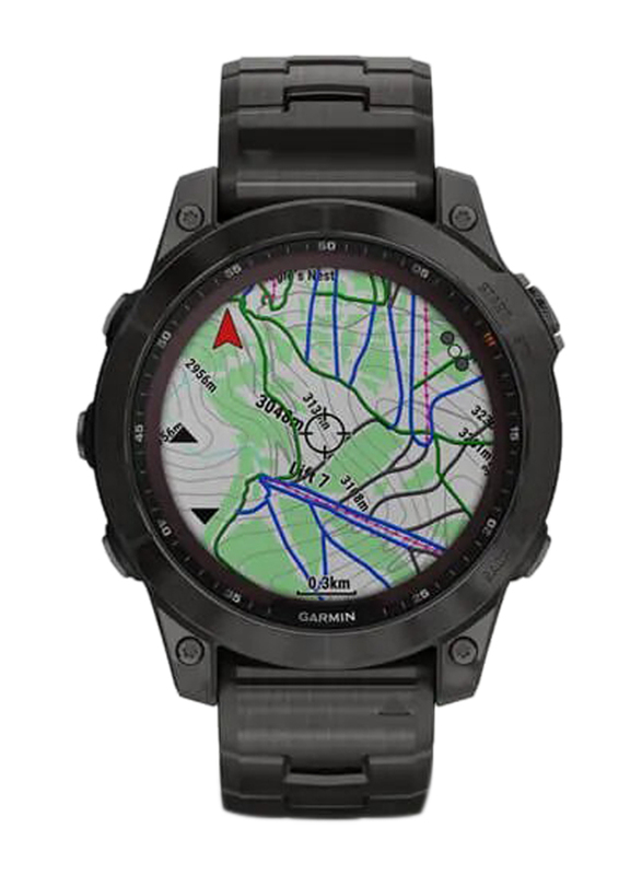 Garmin 47mm Fenix 7 Sapphire Smartwatch, Titanium Carbon Grey