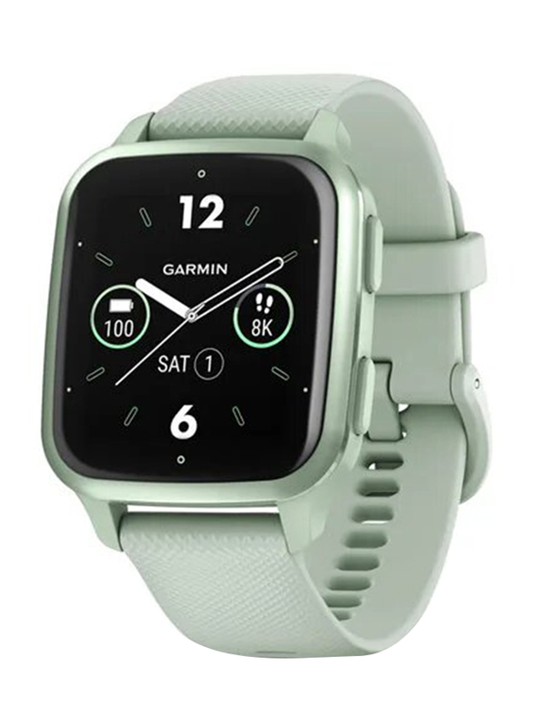 Garmin Venu Sq 2 40mm AMOLED Display Smartwatch, GPS, Metallic Mint Aluminium Case with Cool Mint Silicone Band