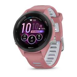 Garmin Forerunner 265S GPS Running Smartwatch Black Bezel with Light Pink Case and Light Pink/Powder Grey Silicone Band 010-02810-15