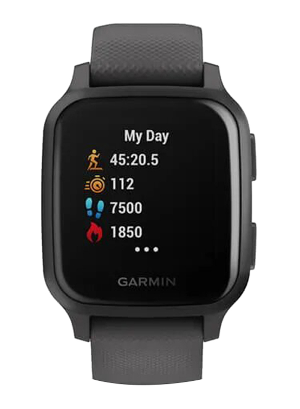 Garmin Venu Sq 33mm Liquid Crystal Display Smartwatch, GPS, Slate Aluminium Case with Grey Silicone Band