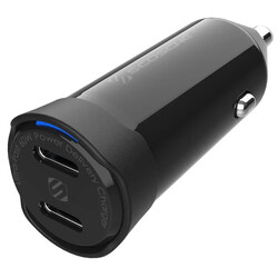 Scosche POWERVOLT PD60 Dual Port USB C Power Delivery (60W) Car Charger Black, CPDCC60-SP