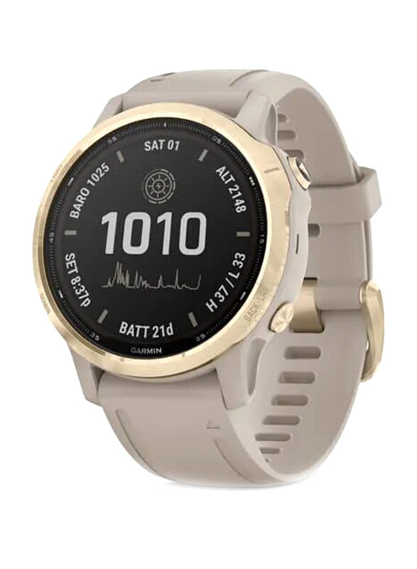 

Garmin 42mm Fenix 6S Pro Solar Smartwatch, Light Sand/Light Gold