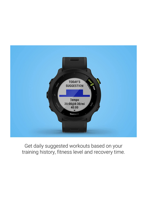 Garmin Forerunner 55 GPS Running Watch with Daily Suggested Workouts Up to 2 weeks of Battery Life, Black