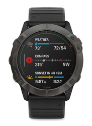 Garmin Fenix 6X Pro Solar Smartwatch Titanium Carbon Grey DLC with Black Band, 51mm, 010-02157-21