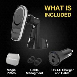 Scosche MAGICMOUNT PRO CHARGE5 Magnetic Wireless Charging Mount for Windows/Dash (Mag Safe Compatiable) Silver/Black, MPQ5WD-XTSP