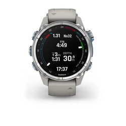 Garmin Descent Mk3 Smartwatch Stainless steel with fog grey silicone band, 43mm, 010-02753-04