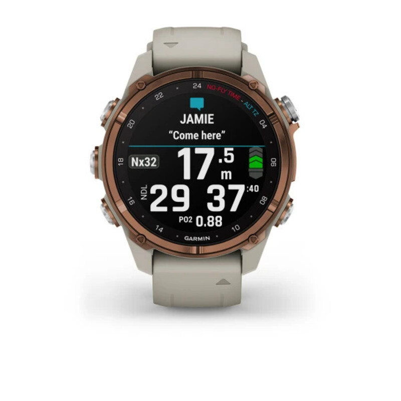 Garmin Descent Mk3i Smartwatch Bronze PVD titanium with French grey silicone band, 43mm, 010-02753-14