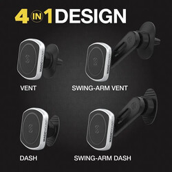 Scosche MAGICMOUNT PRO2 4 in 1 Dash/Vent Magnetic Phone Kit (Mag Safe Compatiable) Silver/Black, MP2ODVM-XTSP