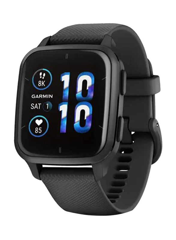 Garmin Venu Sq 2 Music Edition Smartwatch Slate Aluminium Case with Black Silicone Band, 40mm, AMOLED Display, GPS, 010-02700-10