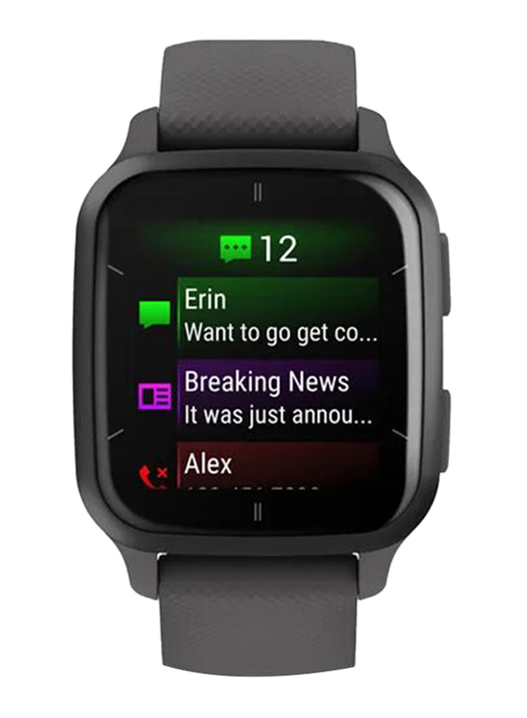 Garmin Venu Sq 2 40mm AMOLED Display Smartwatch, GPS, Slate Aluminium Case with Shadow Gray Silicone Band