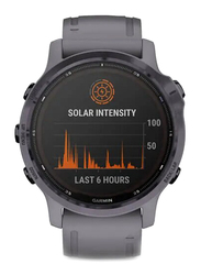 Garmin Fenix 6S Pro Solar Smartwatch Amethyst Steel with Shale Grey Band, 42mm, 010-02409-15