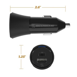 Scosche POWERVOLT PD32 Dual Port USB C/A (32W) Car Charger Black, CPDCA32-SP