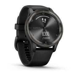 Garmin Vivomove Trend Hybrid Smartwatch Slate Stainless Steel Bezel with Black Case and Silicone Band 010-02665-00