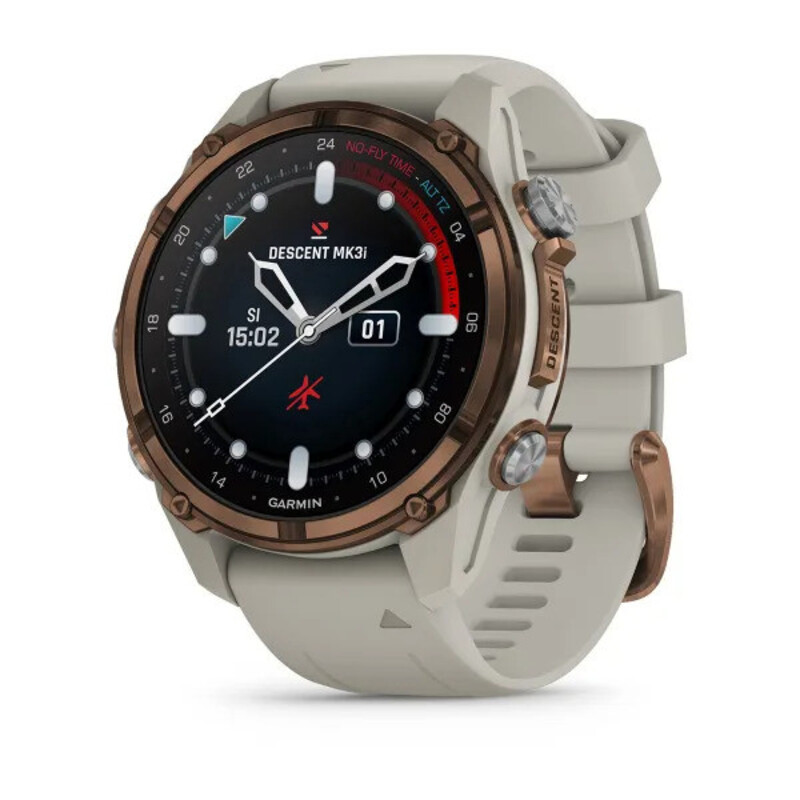 Garmin Descent Mk3i Smartwatch Bronze PVD titanium with French grey silicone band, 43mm, 010-02753-14