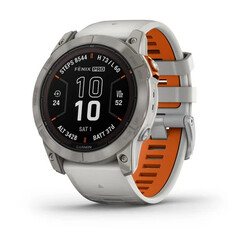 Garmin Fenix 7X Pro - Sapphire Solar Edition Titanium with Fog Gray/Ember Orange Band Smartwatch, 51mm, 010-02778-15