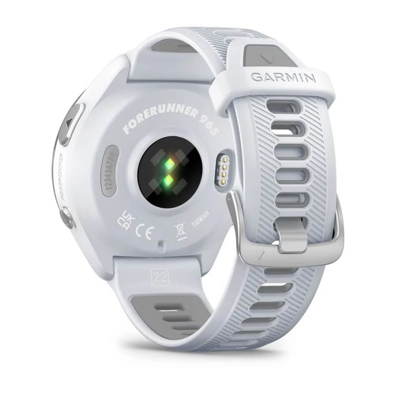 Garmin Forerunner 965 Premium GPS Running and Triathlon Smartwatch Titanium Bezel with Whitestone Case and Whitestone/Powder Grey Silicone Band 010-02809-11