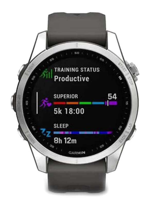 Garmin Fenix 7S - Standard Edition Silver With Graphite Band Smartwatch, 42mm, 010-02539-01