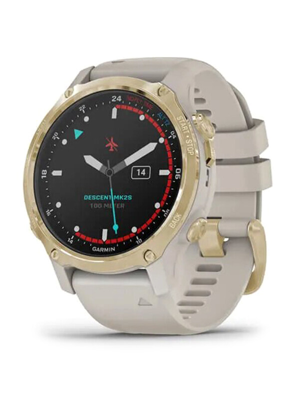 

Garmin Descent Mk2S 43mm Smartwatch, GPS, Light Gold with Light Sand Silicone Band
