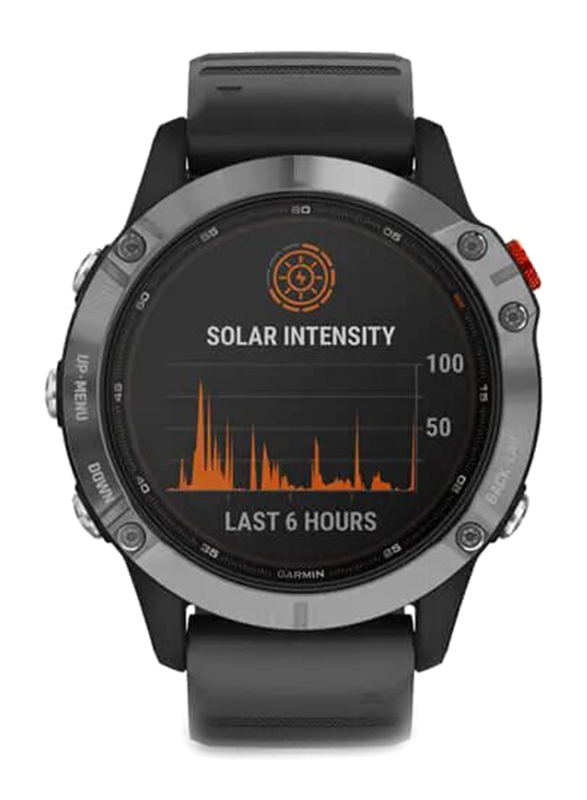 Garmin 47mm Fenix 6 Solar Smartwatch, Black/Grey