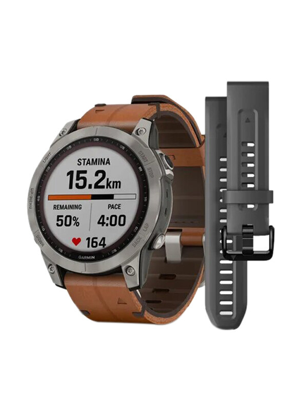 

Garmin 47mm Fenix 7 Sapphire Smartwatch, Leather Chestnut
