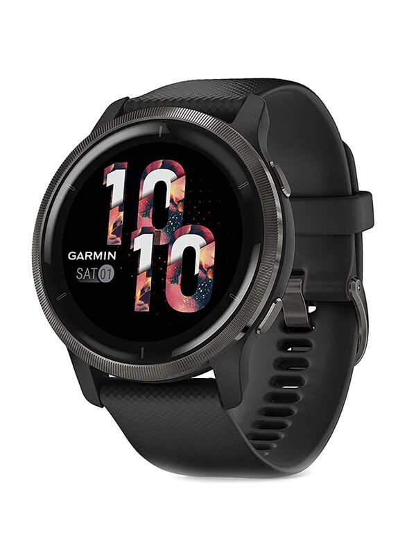 

Garmin Venu 2 Slate Bezel with Black Case & Silicone Band, Black