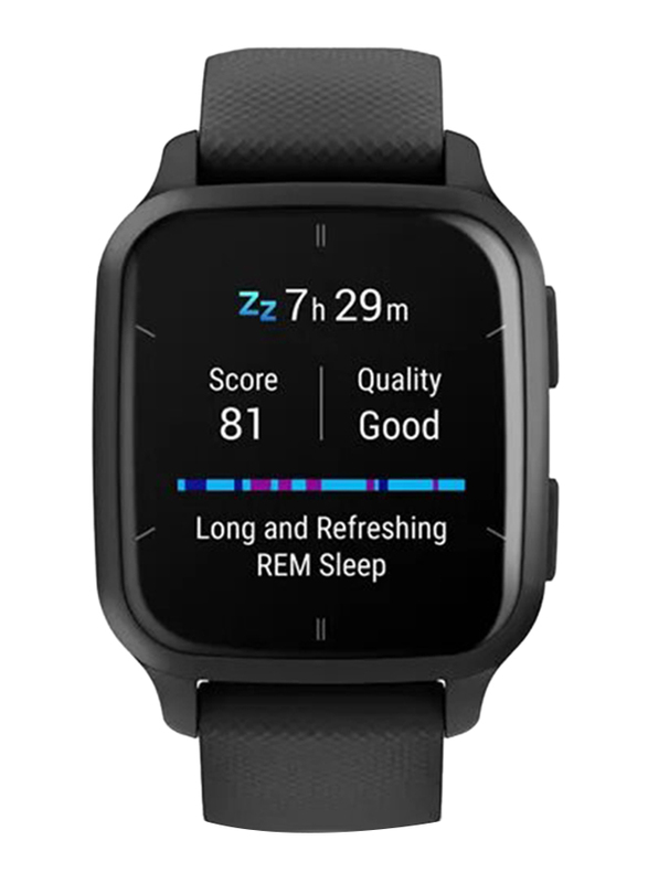 Garmin Venu Sq Music Edition Music 40mm AMOLED Display Smartwatch, GPS, Slate Aluminium Case with Black Silicone Band