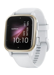 Garmin Venu Sq 2 40mm AMOLED Display Smartwatch, GPS, Cream Gold Aluminium Case with White Silicone Band