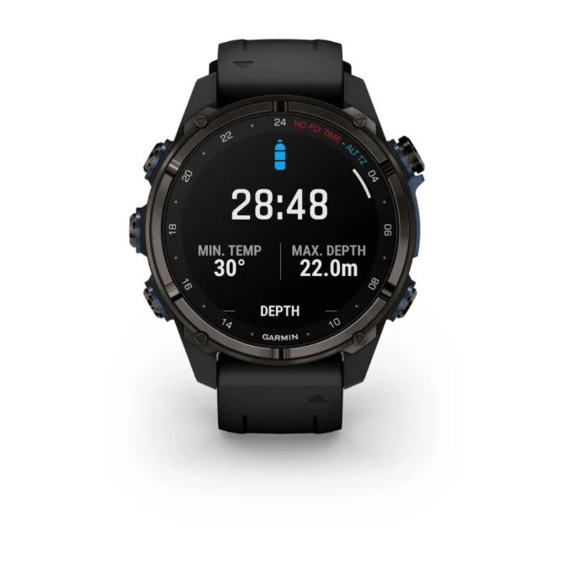 Garmin Descent Mk3i Smartwatch Carbon grey DLC titanium with black silicone band, 43mm, 010-02753-11